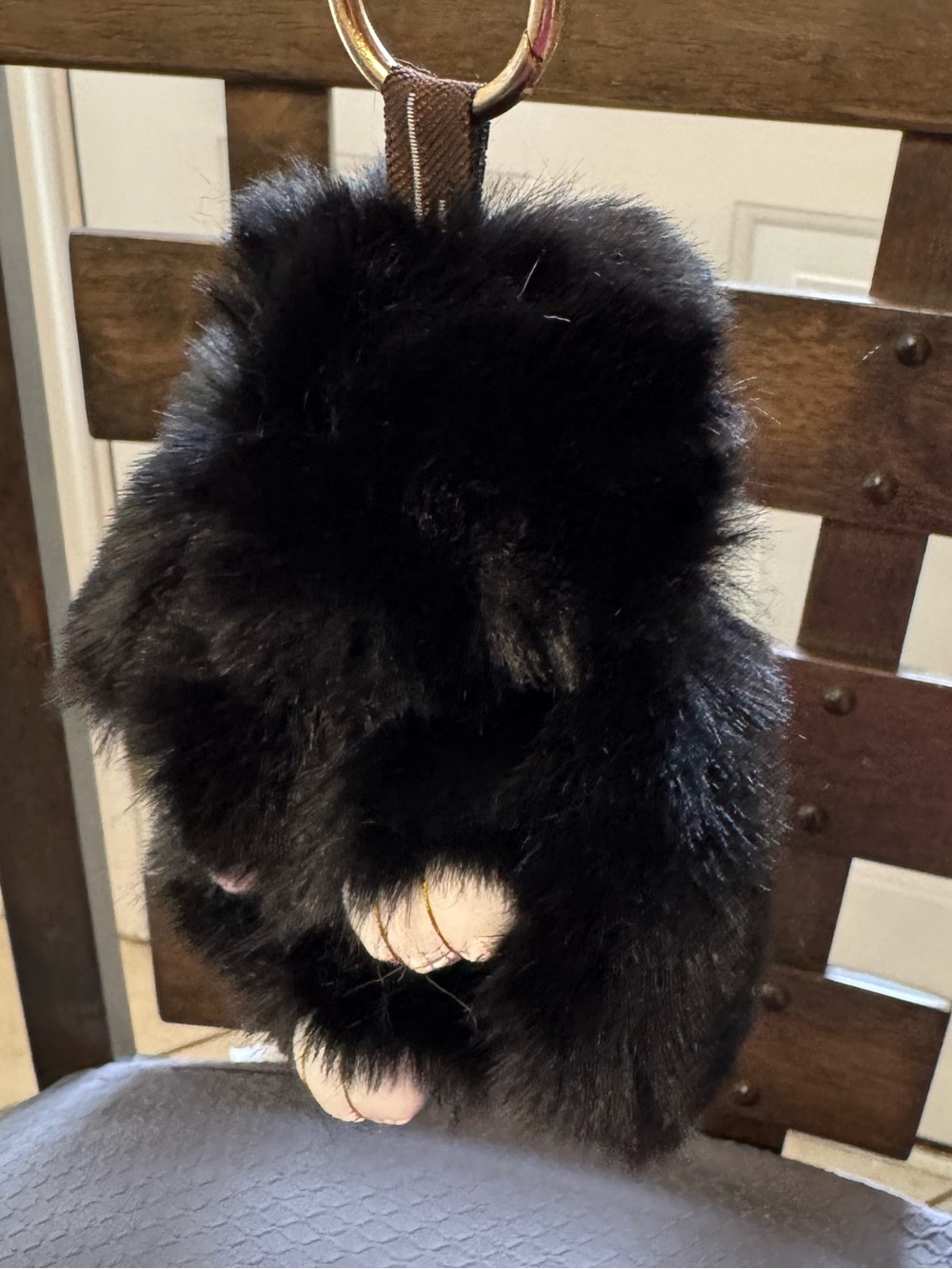 Fluffy Black Rabbit Keychain - Picture 4 of 7